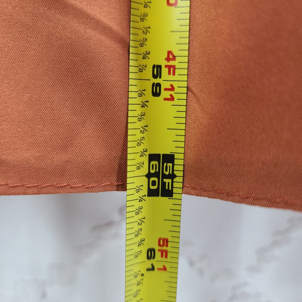 Cape sleeve lace applique pleated waist burnt orange dress Sz 12 formal wedding - Picture 4 of 13